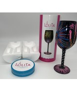 Lolita Love My Wine “ FIREWORKS“ Hand Painted Wine Glass Used, No Stem Tag - £18.16 GBP