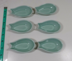  6 Celadon Mint Green spoon holders Minh Long Fine Porcelain China (A18) - $19.80