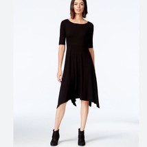 EILEEN FISHER Black Short sleeve Handkerchief hem Jersey Dress Size XL - $53.22