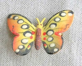 Fabulous Colorful Enamel Gold-tone Butterfly Brooch 1970s vint. 1 1/4&quot; - $12.95