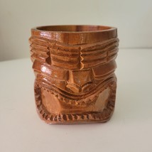 Vintage Tiki Mug Wood Carved Face Philippines 4-1/8 Inch Tall - $9.14