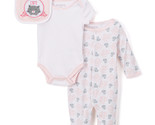 NWT Nannette Baby Girls Kitty Cat Sleeper Pajamas Bodysuit Bib Layette S... - $10.99