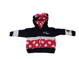 Disney Parks Minnie Mouse Infant Baby Hoodie With Minnie Ears Size 3 Months - £8.36 GBP