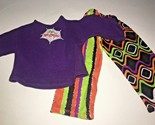 18&quot; doll clothes hand made pajama outfit Halloween purple groovy top pants - $10.39