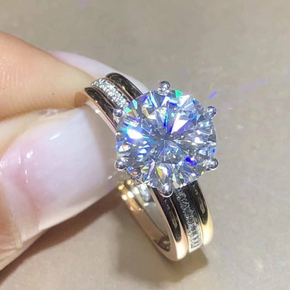 2.10 Carati Taglio Rotondo Diamante Solitario Fidanzamento Anello 14K Oro Rosa Item image 2