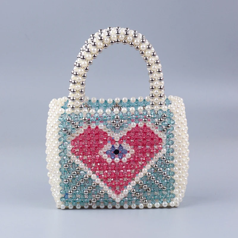 Colorful Beaded s Evening Bag Summer Vacation Handmade Woven Beach Handbag Cute  - £79.04 GBP