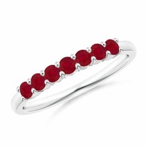 ANGARA Half Eternity Seven Stone Ruby Wedding Band in 14K Solid Gold - £537.15 GBP