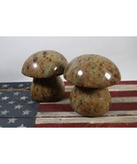 Vintage 1960&#39;s Made In Italy Genuine Alabaster Marble Mushroom Bookend&#39;s - $71.99