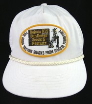 Vtg DAKOTA KID Patch White Hat Sunflower Seed Peanuts Advertisement Trucker Cap  - £33.28 GBP