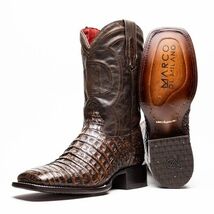 TUCSON Genuine Caiman Belly Skin Cowboy Boot from the Western CollectionAged Bro image 2