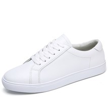DONGNANFENG Women Female Men Students Leather White Shoes Flats Lace Up Soft Vul - £44.41 GBP