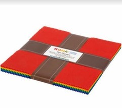 10&quot; Squares Kona Cotton Solids Bright Rainbow Quilters Cotton Pre-Cuts M536.05 - £23.12 GBP