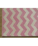 Hand Tufted Chevron Zig Zag Pink 4&#39; x 6&#39; Contemporary Woolen Area Rug Ca... - $406.14 CAD