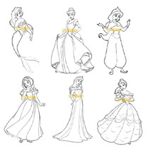 6 Sets DISNEY PRINCESS SKETCH Cross Stitch Pattern Patterns - £12.51 GBP