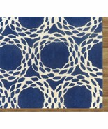 Hand Tufted Arabesque Blue 4&#39; x 6&#39; Contemporary Woolen Area Rug Carpet - $406.14 CAD