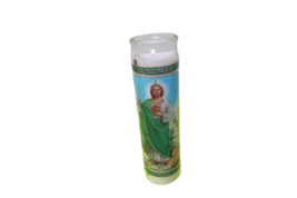 St. Jude San Judas Tadeo Prayer Candle White Glass Jar 8&quot;T 7 Oz New - £10.95 GBP