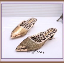 Low Elegant Pointed Toe Fluer De Gold Glitter Slippers in Blue Black or Gold image 5