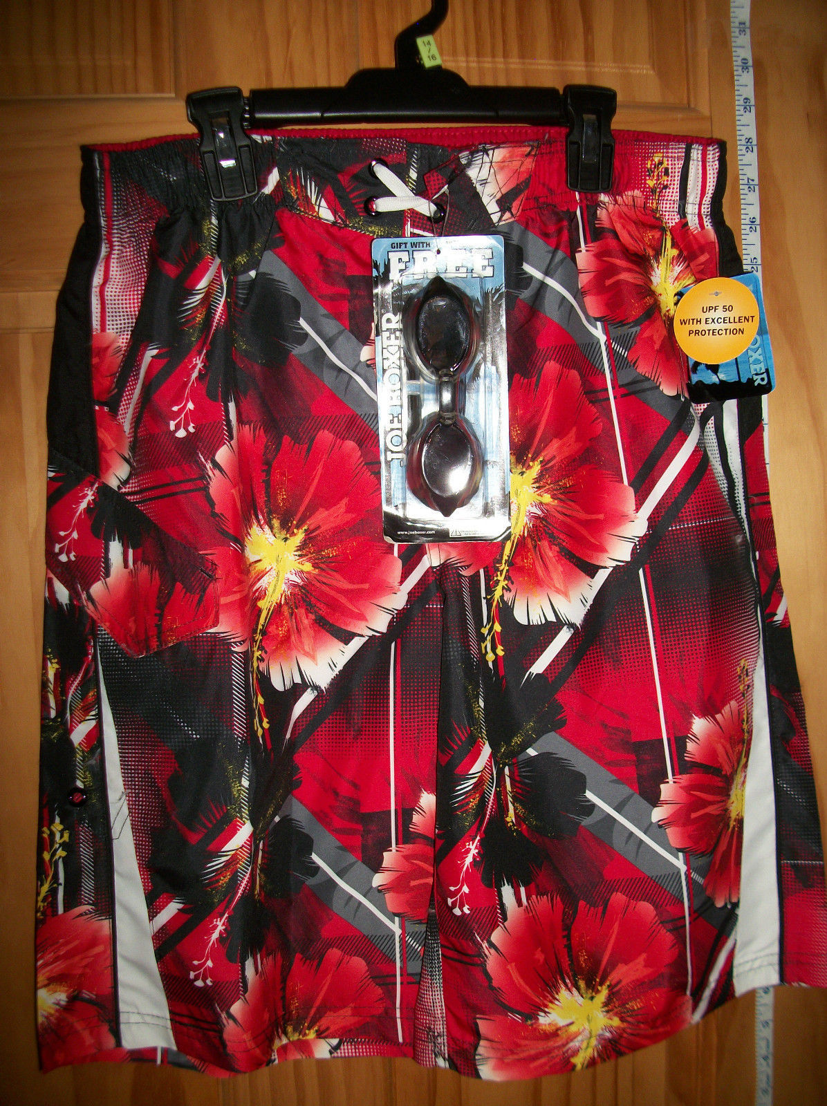 Joe Boxer Boy Clothes 14/16 XL Swimwear Red Swim Trunks Tropical Bathing Suit - $18.99