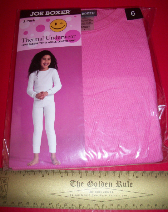 Joe Boxer Girl Clothes 6 Thermal Underwear Set Solid Pink Top Pant Bottoms New - $10.44