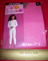 Joe Boxer Girl Clothes 6 Thermal Underwear Set Solid Pink Top Pant Bottoms New - £8.37 GBP