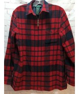 Lauren Ralph Lauren red blue plaid lambs wool full zip jacket shirt FLAW... - £15.56 GBP