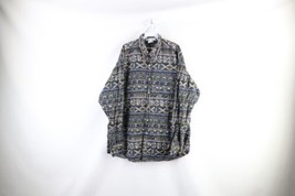 Vintage 90s Columbia Mens 2XL XXL Faded Spell Out Abstract Flannel Button Shirt - £46.62 GBP