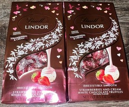 Lindt Lindor ~ 2-Bags Strawberies &amp; Cream Chocolate Truffles 8.5 oz ~ 07... - $26.42