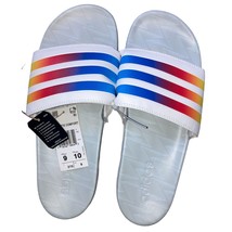 adidas Unisex Adilette Comfort Slide Sandal, White/Glory 10/Women 9/Men - $29.69