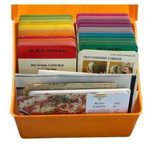 Vintage Betty Crocker Orange Plastic Step by Step Recipe Card Box Complete Set - £25.71 GBP