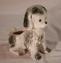 Ceramic Puppy Dog Art Pottery Succulent Planter White &amp; Gray 5482 Vintage MCM - £23.73 GBP
