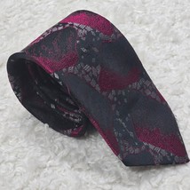 Vintage Givenchy Monsieur Tie Mens Black Pink Polyester Silk Made in USA Artsy - £23.53 GBP