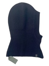 AllSaints Unisex Black Wool Balaclava Hood Beanie Ribbed Knit Ramskull Logo - $44.55