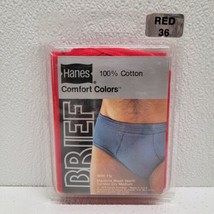 NEW Vintage 1979 Hanes Men&#39;s 1 Pair Red Brief Underwear Size 36 - 100% C... - £59.13 GBP