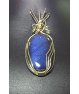 Wp97 .925 argentium sterling silver wire wrap pendant with blue labradorite - $116.49 CAD