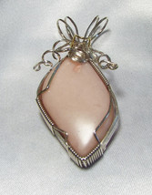 WP84 .925 argentium sterling silver wire wrap pendant with pink opal  - £47.81 GBP