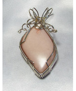 WP84 .925 argentium sterling silver wire wrap pendant with pink opal  - £46.98 GBP