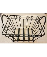 COUNTRY METAL WIRE BASKET Dark Green 9&quot; Square Granny Chic Farmhouse Hom... - £7.72 GBP