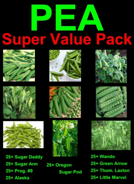 9 Type Pea Variety Pack Non - Gmo Fresh Harvest Garden - £15.42 GBP