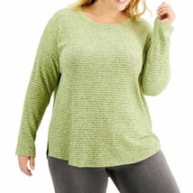 Style &amp; Co Ladies Plus Size Hannah Striped Top Lime Stripe Plus Size 0X - £22.79 GBP