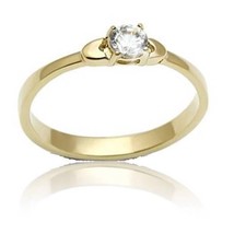 Classic Austrian Zircon Solitaire Promise Ring 14k Yellow Gold over Base - £19.60 GBP