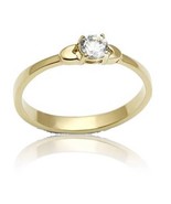 Classic Austrian Zircon Solitaire Promise Ring 14k Yellow Gold over Base - $474.98 MXN