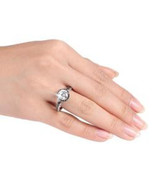 Black White Austrian Zircon Halo Engage Promise Ring 14k Gold over 925 SS - $1,087.57 MXN