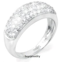 Austrian Zircon Pave Set Dome Promise Ring 14k White Gold over 925 SS  - £49.03 GBP