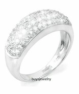 Austrian Zircon Pave Set Dome Promise Ring 14k White Gold over 925 SS  - $1,178.42 MXN
