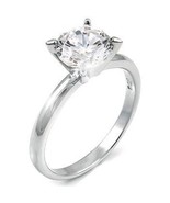 Austrian Zircon Solitaire Engagement Promise Ring White 14k Gold over 925 - £39.33 GBP