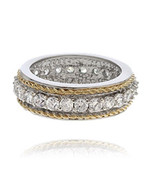 Austrian Zircon Two Tone Rope Ring Band 14k Yellow White Gold Over 925 SS - £43.68 GBP