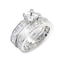 Princess Square Austrian Zircon 2.0ctw Wedding Band Engagement Promise Ring - £31.67 GBP