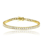 14k Yellow Gold over Base Princess 15ctw Diamond Alternatives Tennis Bra... - $58.64