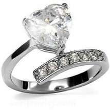 Heart Austrian Zircon Engagement Promise Ring 14k Gold over Silver Base - $19.99