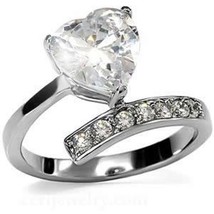 Heart Austrian Zircon Engagement Promise Ring 14k Gold over Silver Base - £16.07 GBP